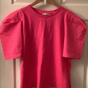 Bright pink Zara size L T shirt